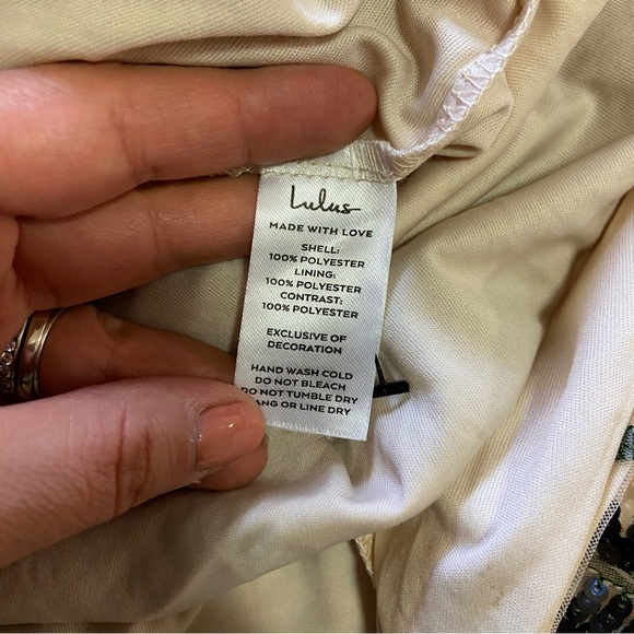 NWOT Lulus Show Stopper Cream Embroidered Sequin Bodycon Maxi Dress - Picture 12 of 14